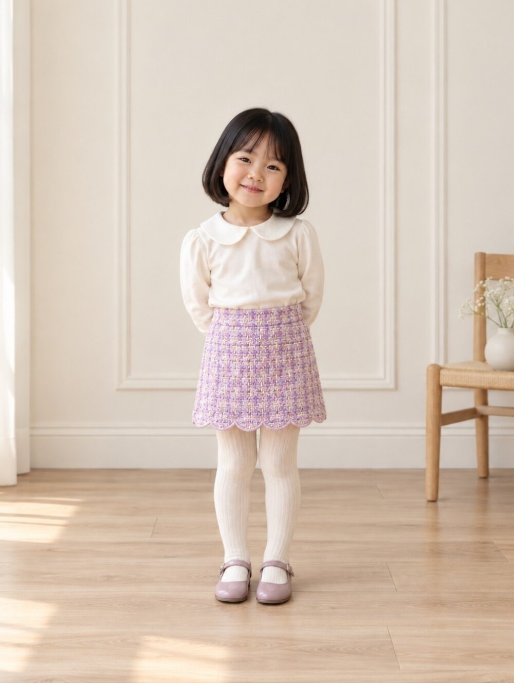 Seed Heritage Lilac Tweed Scalloped Hem Skirt | 3T